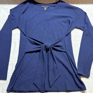 A Pea in the Pod Navy Tie-Front Maternity Top Long Sleeve Pregnancy Shirt NWT